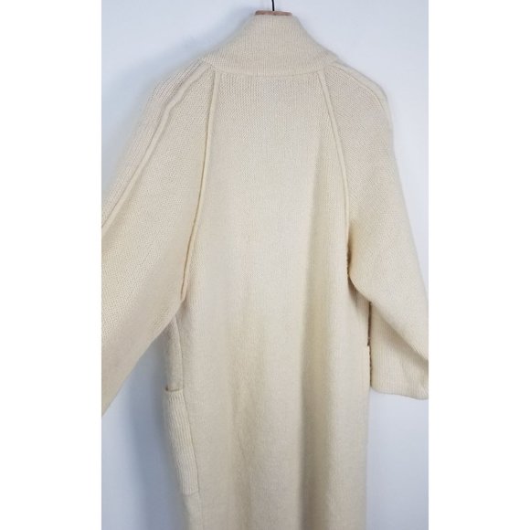 Vintage I. B. Diffusion Women's Sz. S Ivory Wool Mohair Long Cardigan Sweater - Picture 7 of 7